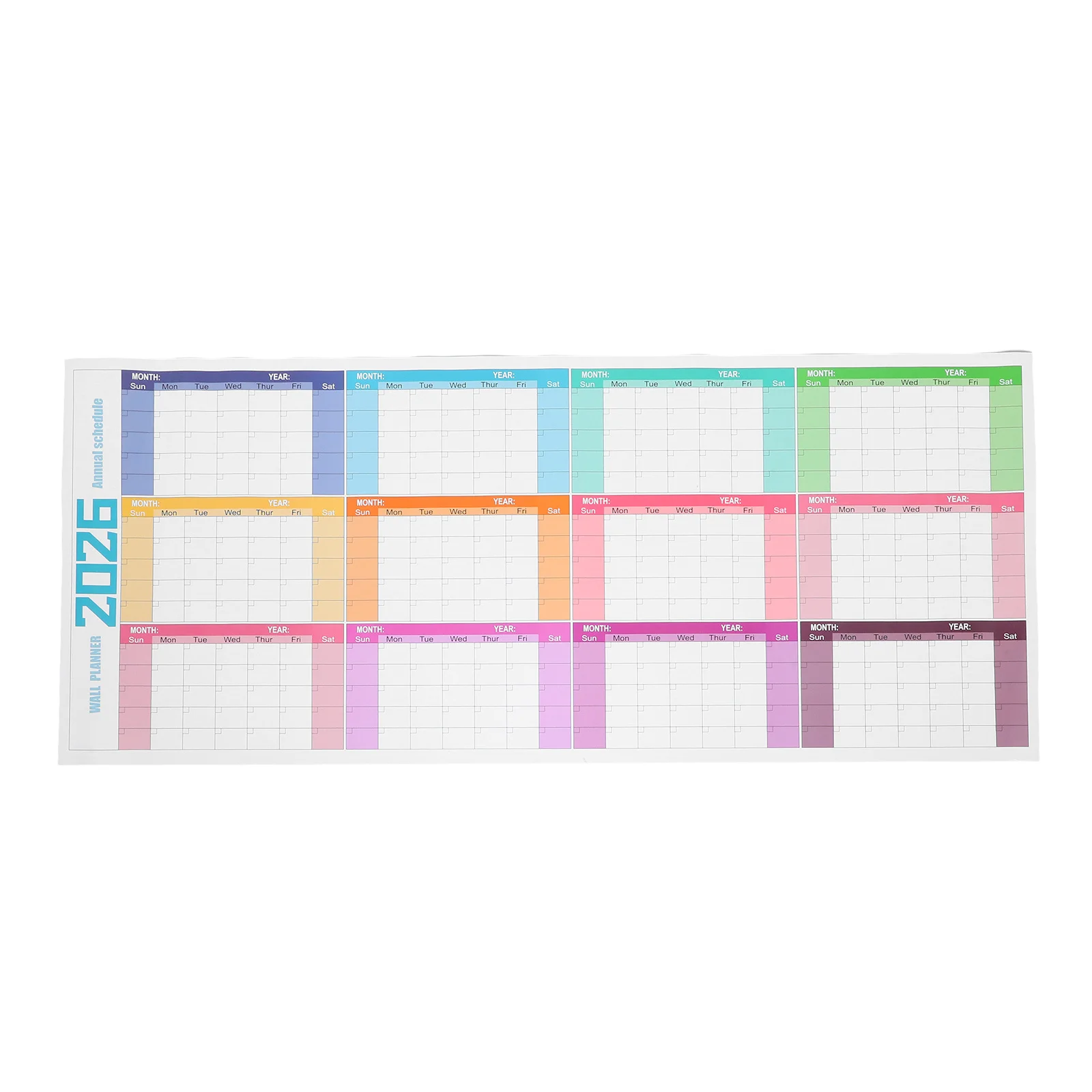 

Large Dry Erase Calendar for Wall 100x42cm 12-Month Undated Reusable Erasable Whiteboard Yearly Wall Planner Monthly Schedule