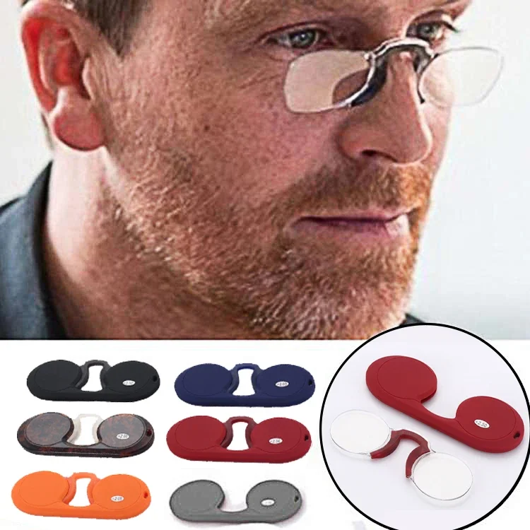 Mắt Kính Nam Nữ Di Động Thoải Mái Mềm Mại Ốp Kẹp Mũi Presbyopic Móc Khóa Kính Đọc Sách Gafas + 1.0,+ 2.0 Đến + 3.0