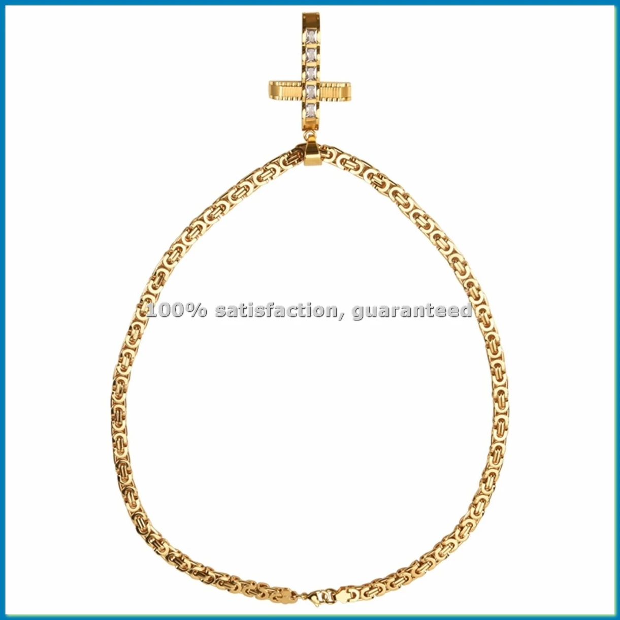 Mens Stainless Pendant Necklace Flat Chain Tone 6mm 22inch-ABFB