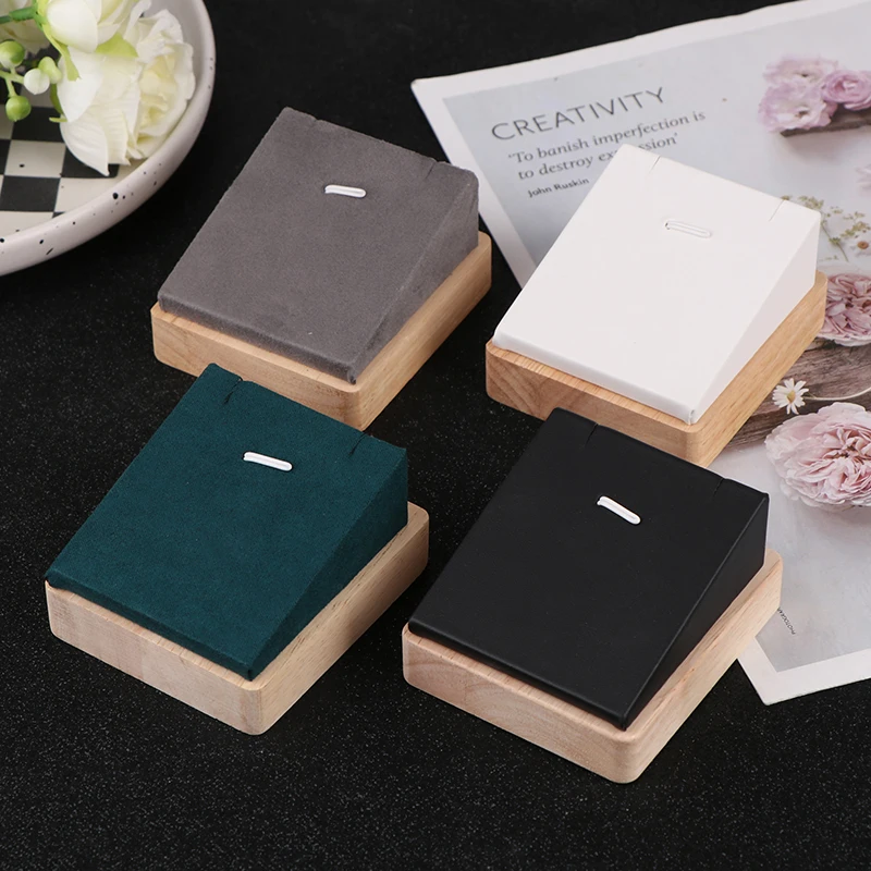 

Wooden Base+Velvet Jewelry Pendant Necklace Earring Display Stand Holder Women Shopwindow Jewelry Organizer Trays Box