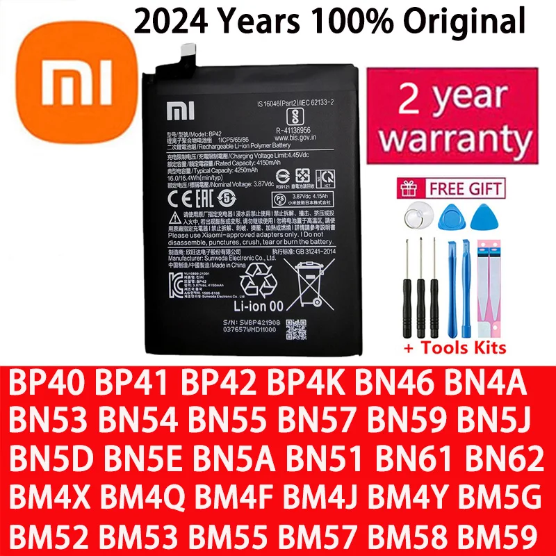 Battery For Xiaomi Mi Redmi Note Poco 8T 9 9T 10 10S 10T 11 11T 11S 12 12T CC9 K20 F2 F3 K30 M3 X3 M4 K40 X4 X5 7 8 8A  Lite Pro