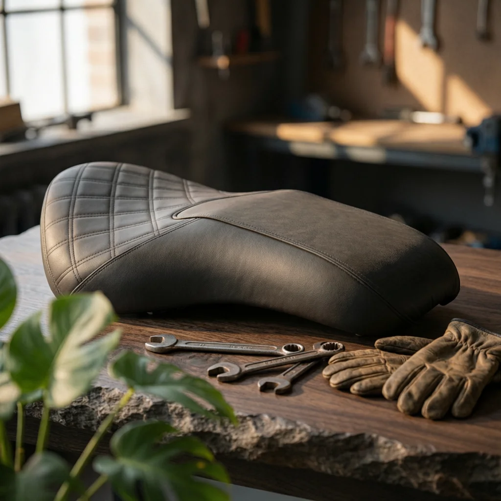 One-Piece Motorcycle Seat Leather Motorcycle Saddle One-Piece Seat Long-Lasting Easy Installation for Riders