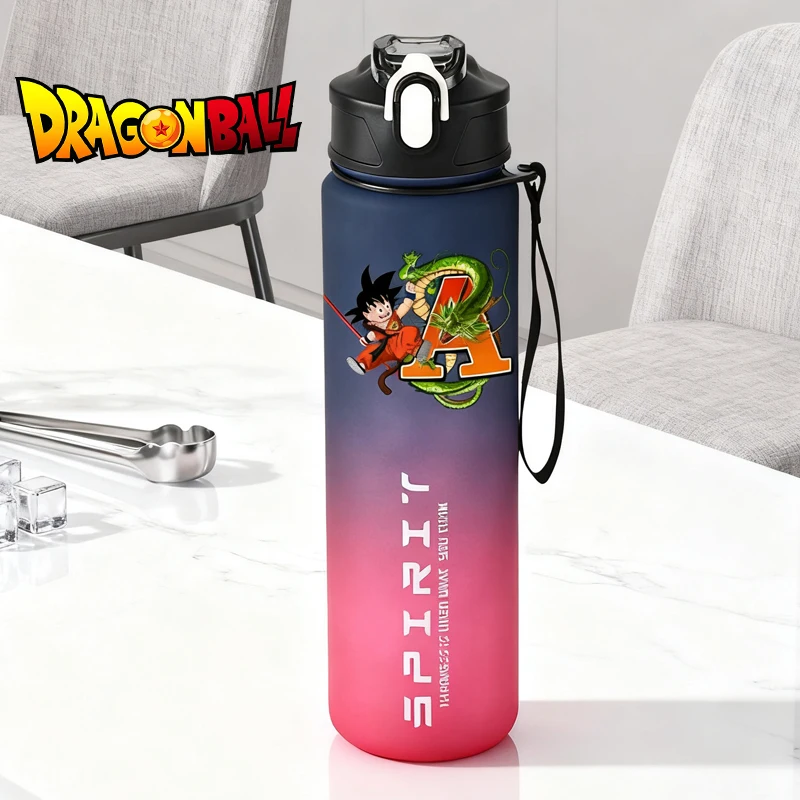 

800ML Dragon Ball Gradient Water Cups Anime Sports Letters Printed Travel Leakproof Drinking Bottle Cartoon Water Bottles Gift