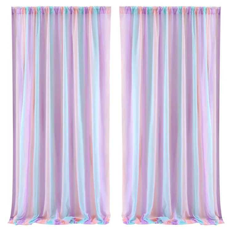 1PCS Anti-wrinkle Gauze Lawn Wedding Arrangement Prop Pavilion Backdrop Cloth Birthday Halloween Party Curtain Decoration