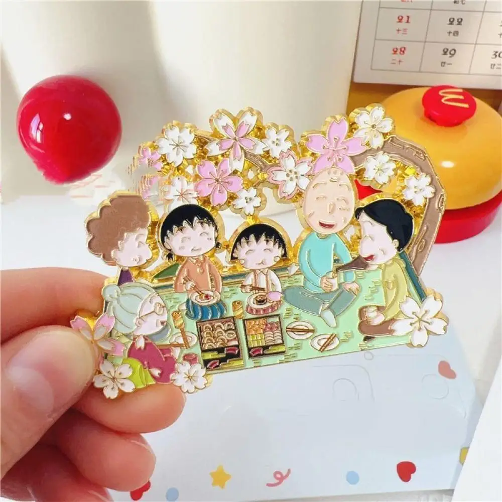 Chibi Maruko-chan cherry tree Family portraits Metal Refrigerator magnetic sticker Cartoon Anime periphery birthday Holiday gift