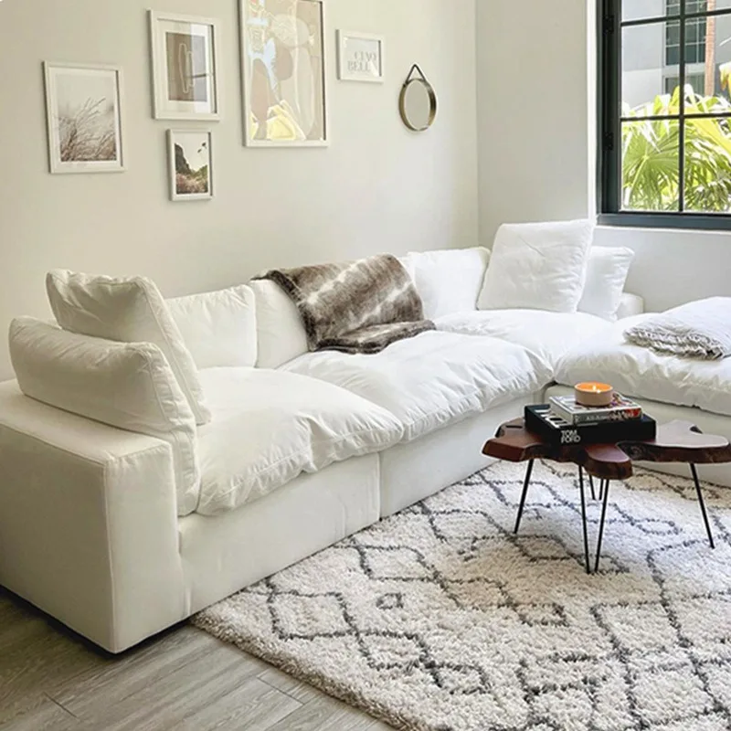 Nordic Italian cream style sofa combination fabric sofa fully dismantled and washed modern simple cloud sofa