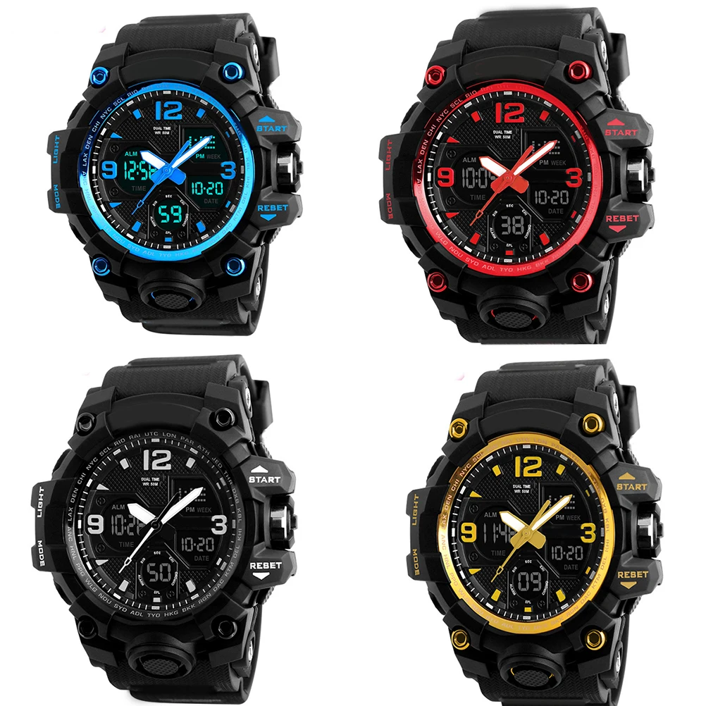

Waterproof Sports Watch Digital Wristwatch for Men Outdoor Watches 50M Water Resistant Durable PU Band Stopwatch Timer Alarm