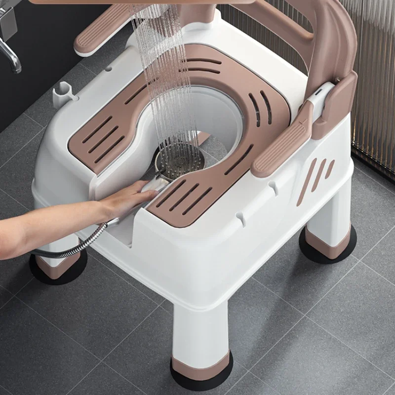 

Non-Slip Bathing Stool, Emergency Shower Seat, Mobile Toilet with Backrest, Disabled Bath Aid for Elderly, Bathing Assist