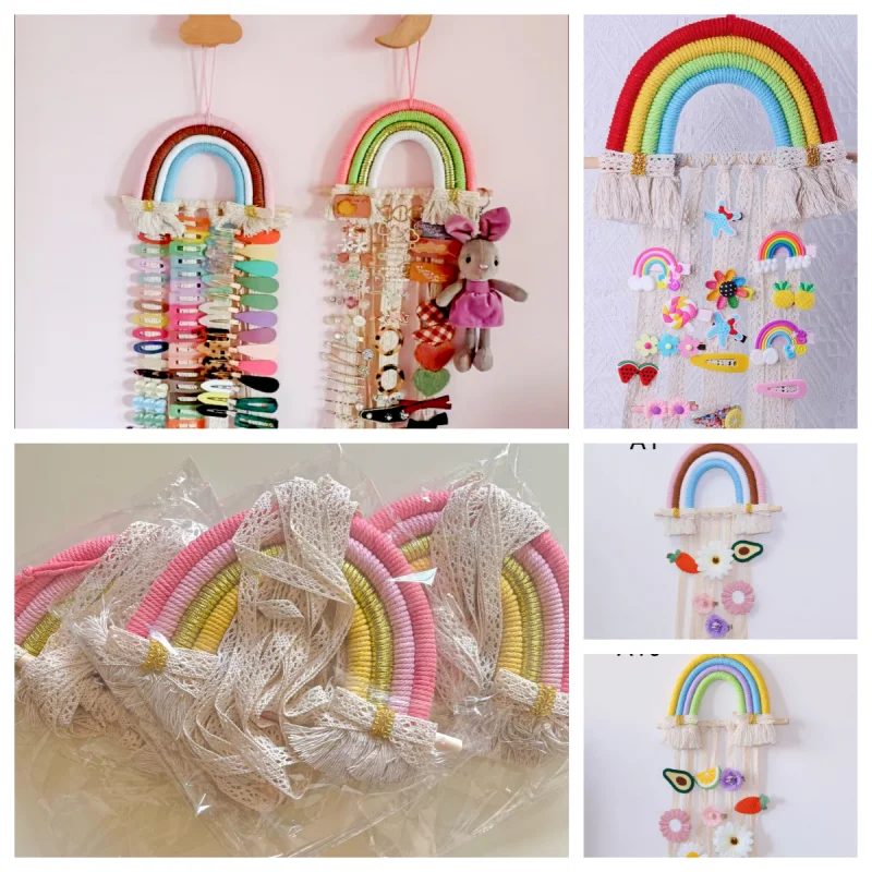 

Baby Hair Clips Accessories Holder Room Decor Hairband Storage Accessories Girls DIY Rainbow Decoration Wall Hanging Home Decor