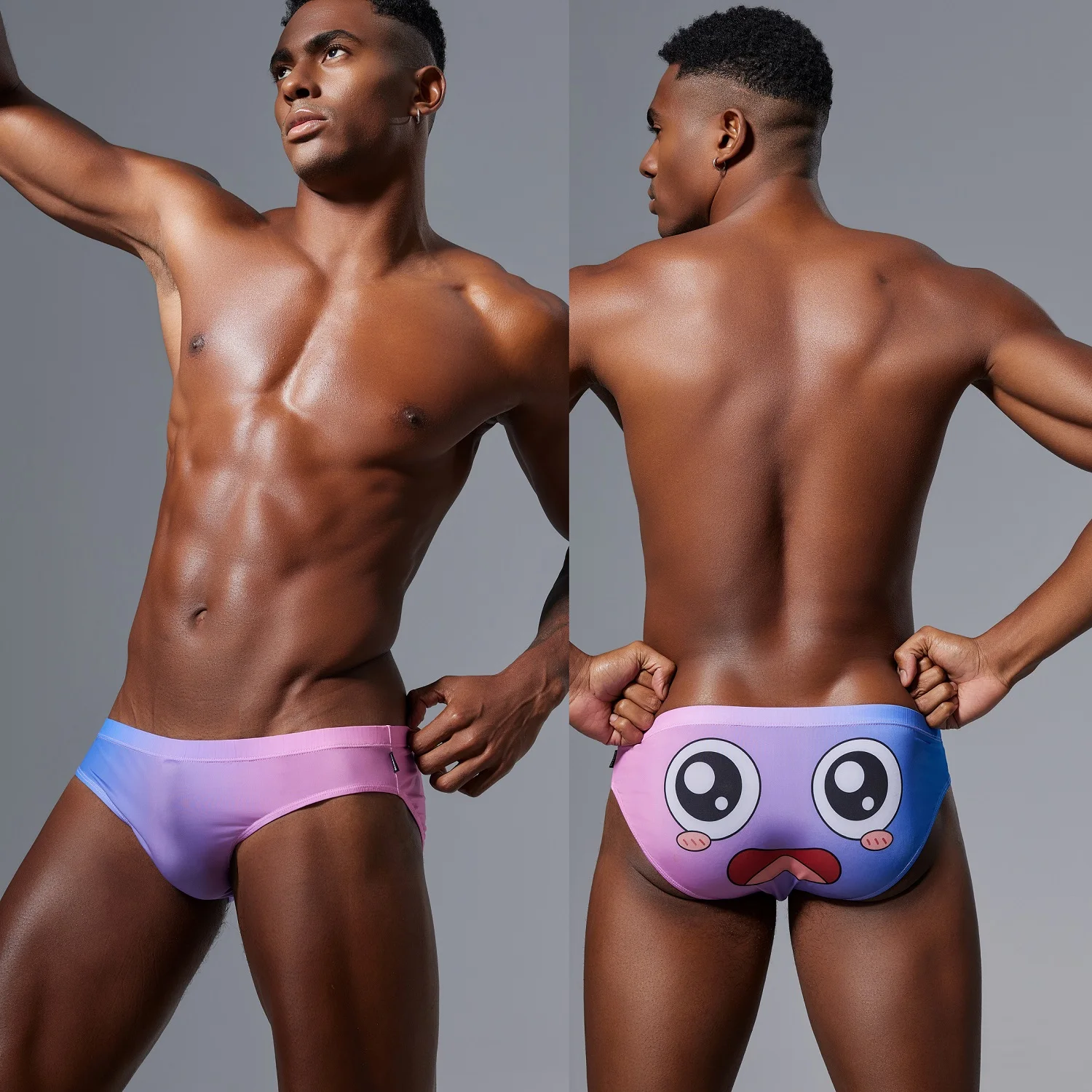 

Men's Sexy Comfortable Breathable Fashionable Gradient Colors Emoji Bikini Briefs Underwear