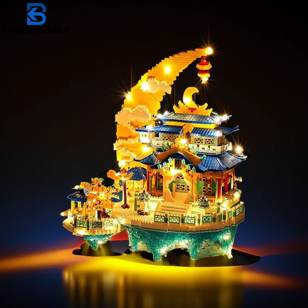 KNEW BUILT LED-lit Suzhou Garden Micro Mini Building Blocks Exquisite Decorative Gift Toys for Patient Home Decorations