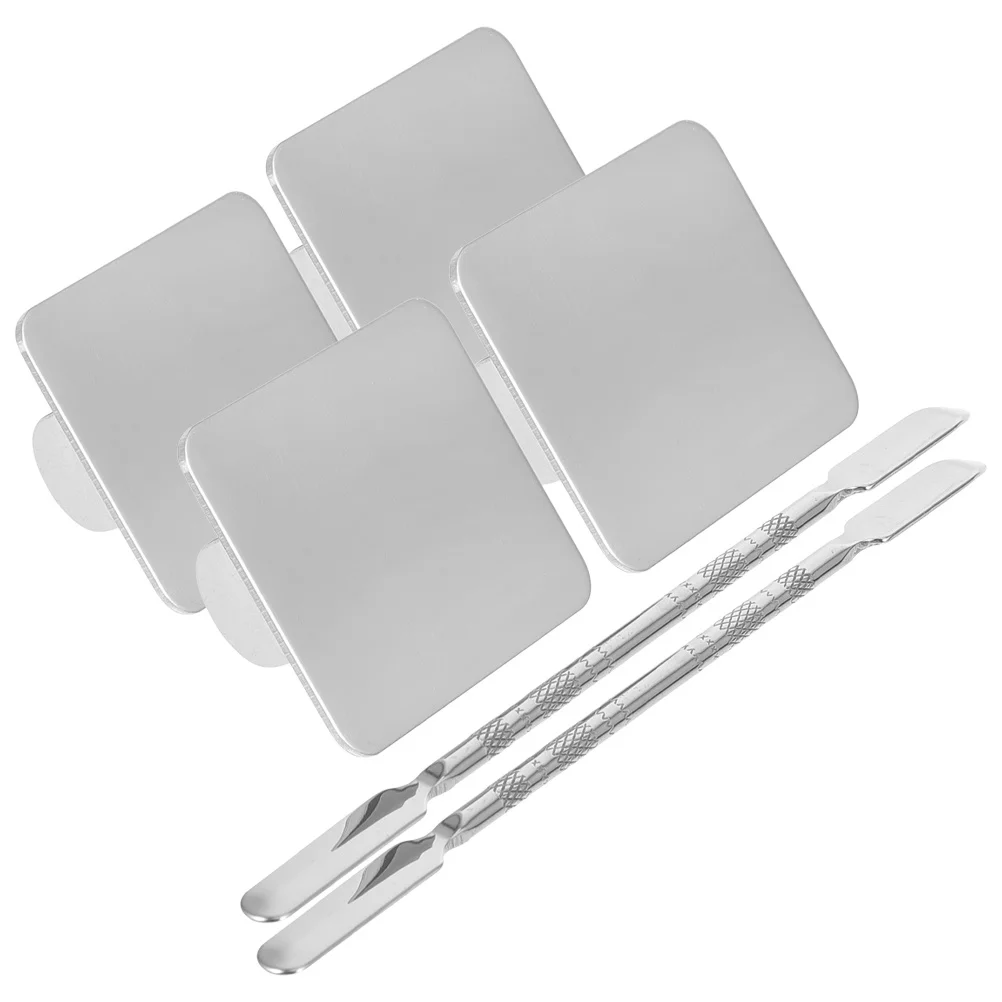 

1Set Nail Art Palette Stainless Steel Makeup Color Mixing Plate Small Portable Tray for Foundation Lip Pigments