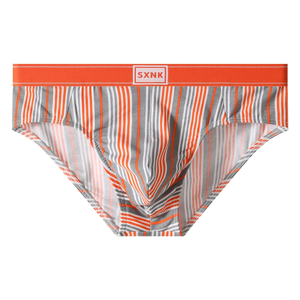 Men Striped Underwear Mid Rise Underpants Simple Youth Briefs Bulge Pouch Lingerie Soft Sleep Unisex Panties BreathableSleepwear