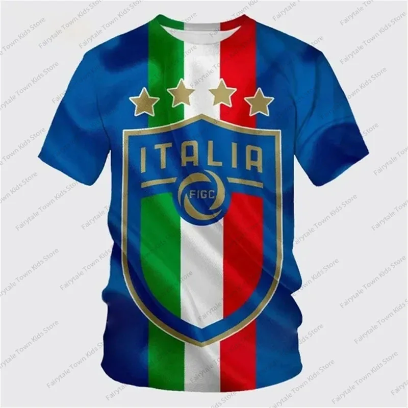 New Summer Flag Of Italy Football 3D Printed Kids Short Sleeve T-shirt Personality Hip Hop Unisex Fashion Casual Tshirt Tees Top