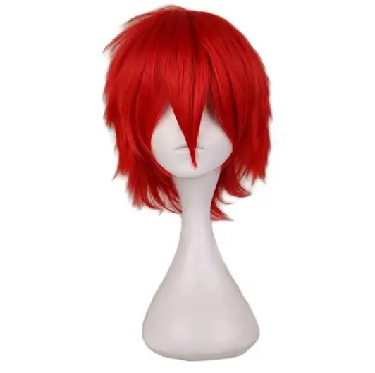 QQXCAIW SK8 The Infinity Reki Kyan Cosplay Wig SK8 Cosplay Red Short With Bangs Heat Resistant Synthetic Wig