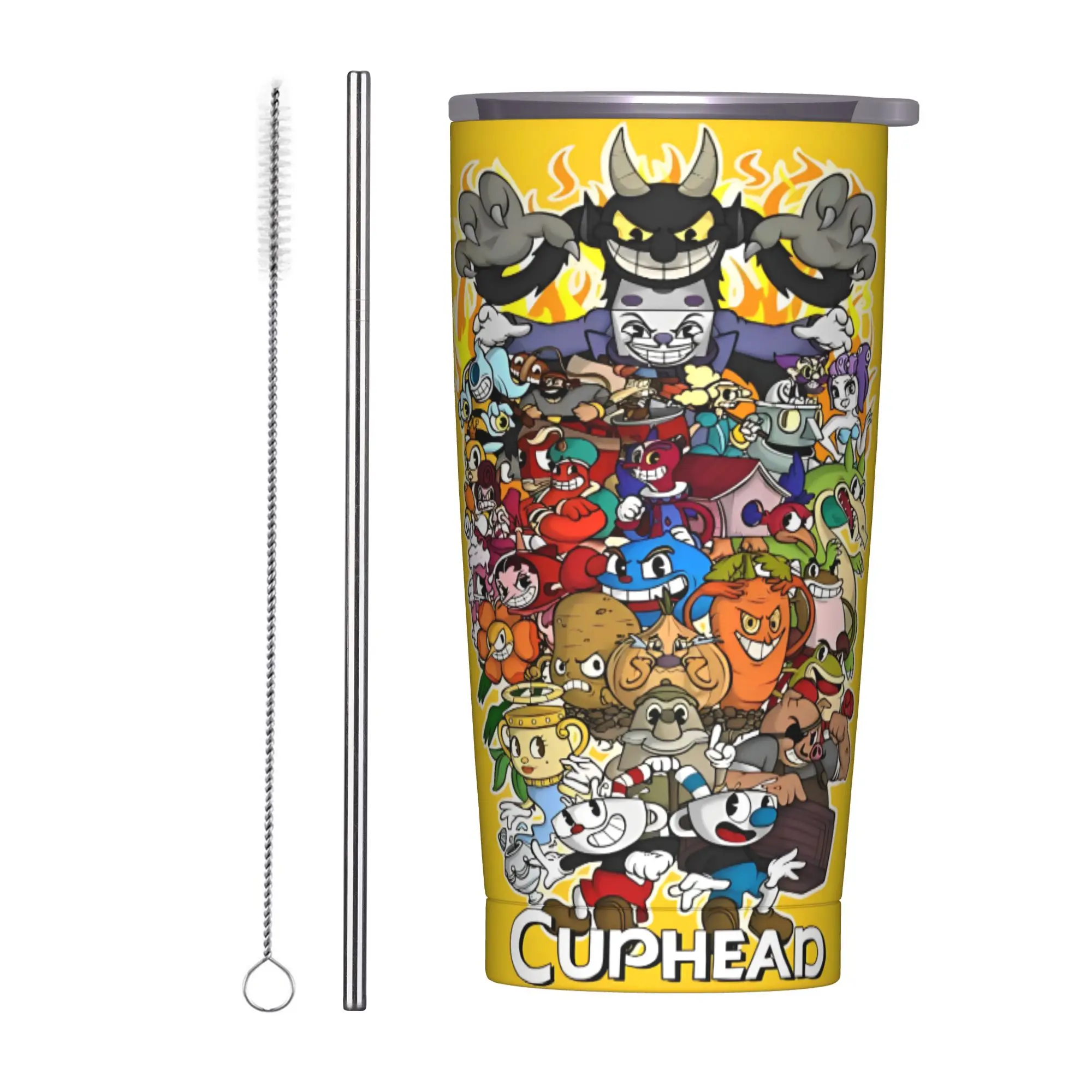 Cuphead Don't Deal with the Devil Insulated Tumbler with Lid  Stainless Steel Coffee Mugs Outdoor Portable Spill Proof Cups 20oz