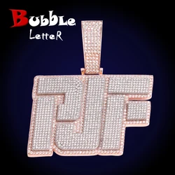 Bubble Letter Customized Jewelry Name Plated Necklace for Men Two Tone Iced Out Hip Hop Fashion Charms