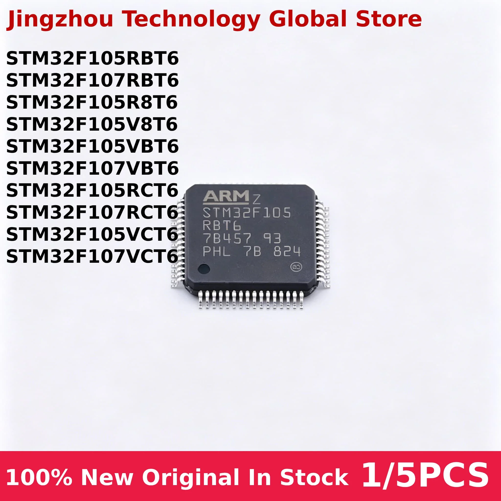 100% New 1/5PCS STM32F105RBT6 STM32F105R8T6 STM32F105RCT6 STM32F105V8T6 STM32F105VBT6 STM32F105VCT6 VCT6 In stock Wholes