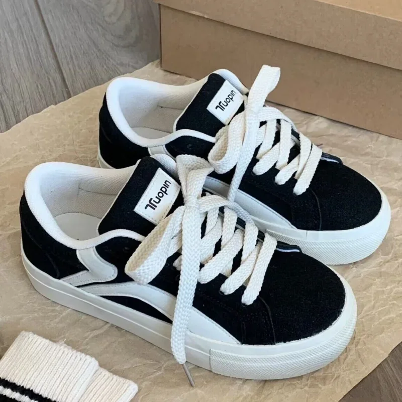 Black Platform Sneakers Woman Vulcanize Shoes Casual School Sports Flats Vintage Harajuku Korean Designer Footwear