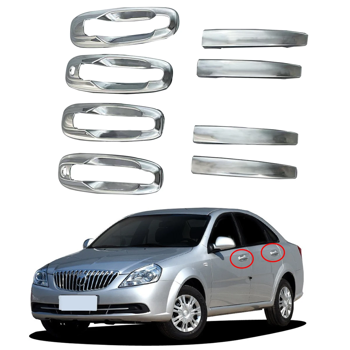 Chrome Retrofit Car Accessory Door Handle Covers Trim Paste Style For Buick EXCELLE OPTRA 2008 2009 2010 2012 2016 Bowl Cover