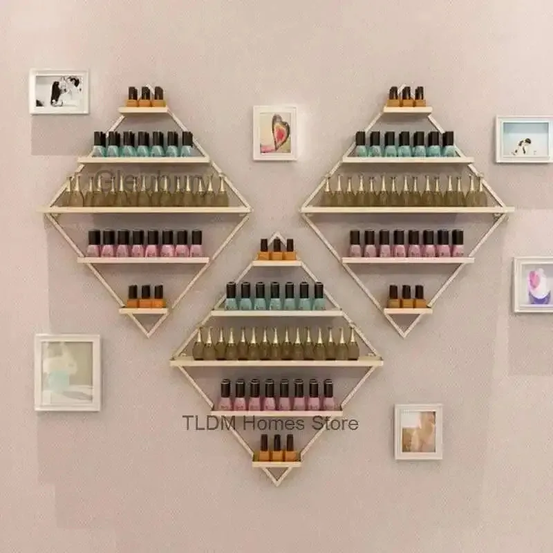 Set Nordic Golden Nail Polish Shelf Nail Shop Display Stand Wall Hanging 선반 Cosmetics Storage Shelf Nail Polish Holder