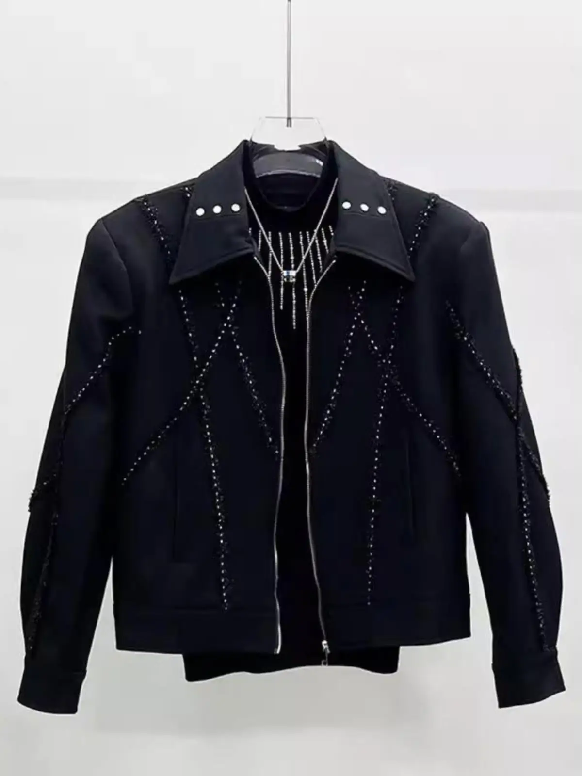 

Мужская демисезонная куртка с декоративной молнией, модная, в мотоциклетном стиле, свободного кроя, однотонная, в корейском стиле, молодежный тренд