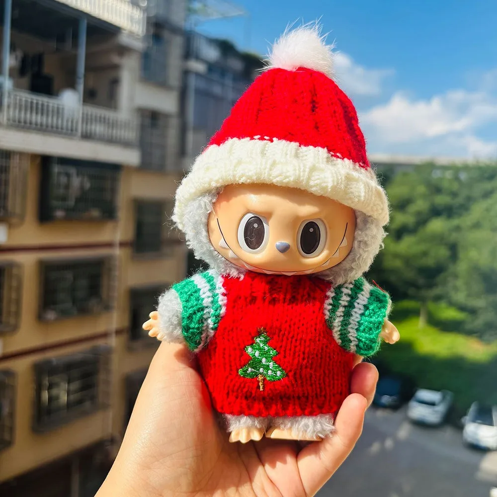 

Для одежды Labubu: рождественский комплект с оленями (красный праздничный наряд) для V1/V2/V3 — наряд Labubu, праздничный подарочный рождественский набор