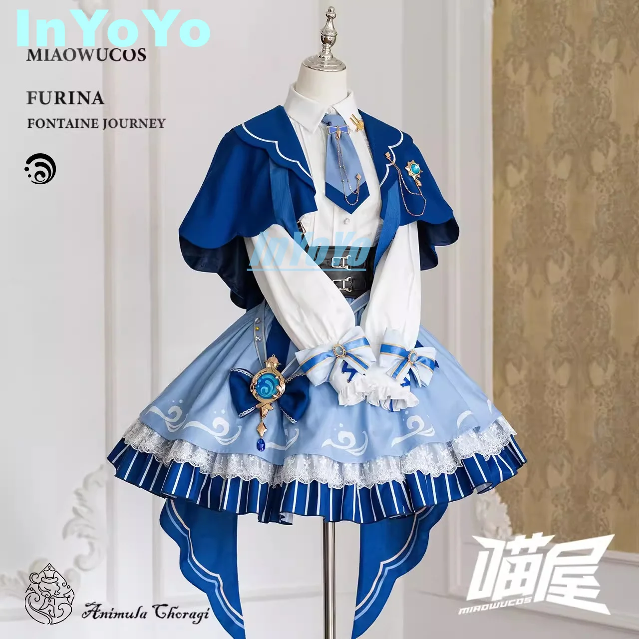 InYoYo Furina Focalors disfraz de Cosplay Genshin Impact Lolita, vestido encantador, uniforme, traje de juego para mujer, traje de fiesta de Halloween