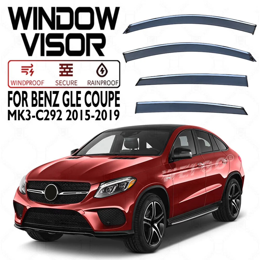 

Chrome Strips Rain Guards for Mercedes-Benz GLE coupe C292 2015-2018 Window Visor Wind Deflectors Door Visor Vent Shades