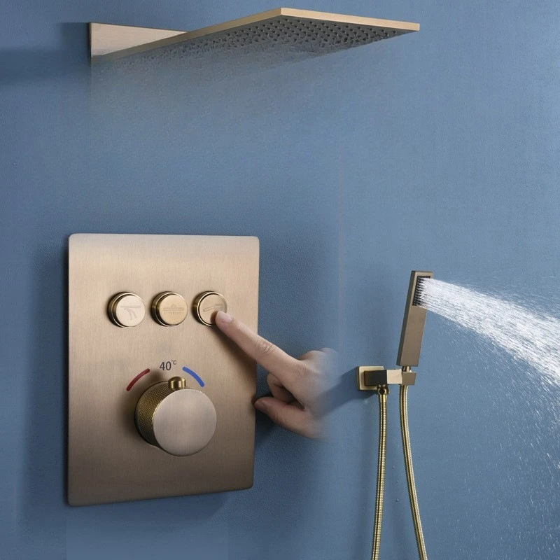 Copper wall shower concealed  r hotel bathroom water mixing valve faucet pressurized