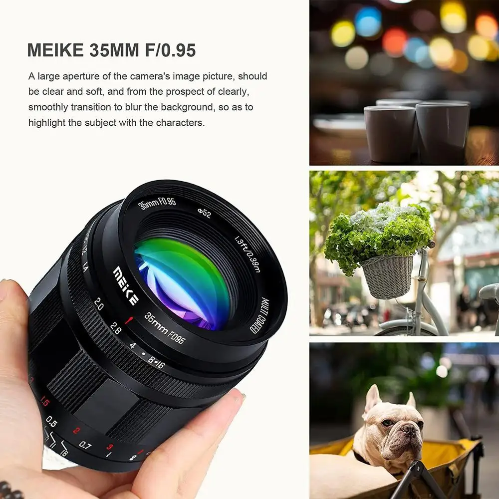 Meike 35mm F0.95 Large Aperture Aps-C Standard Focal Manual Focus Lens for E/X/MFT/EFM/Z/RF Mount