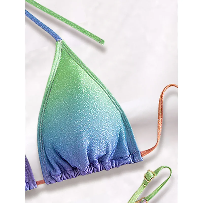 Two-Piece Halter Neck Women's Swimsuit Tie Multi-Color Fantasy Sexy Backless Bikini New Style