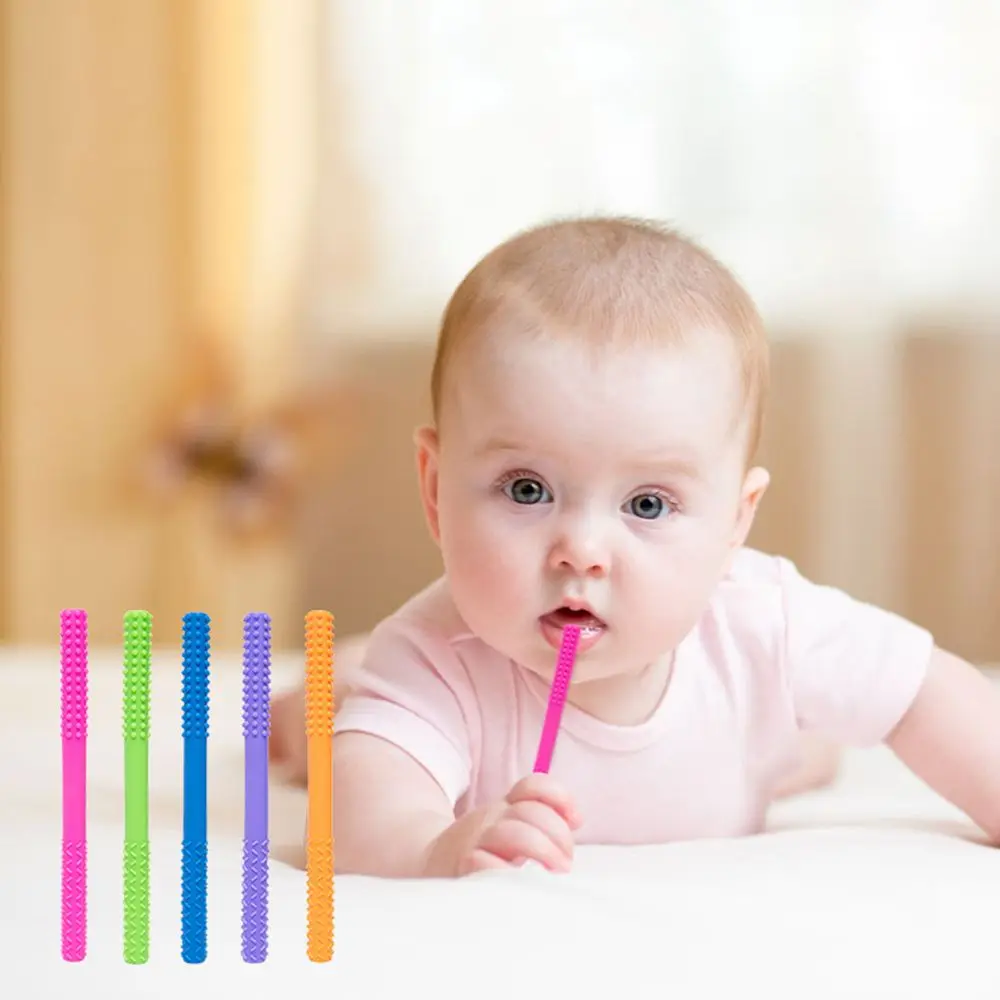 Soft Dental Care Toy Baby Teether Molar Stick Hollow Tube Cleaning Brush