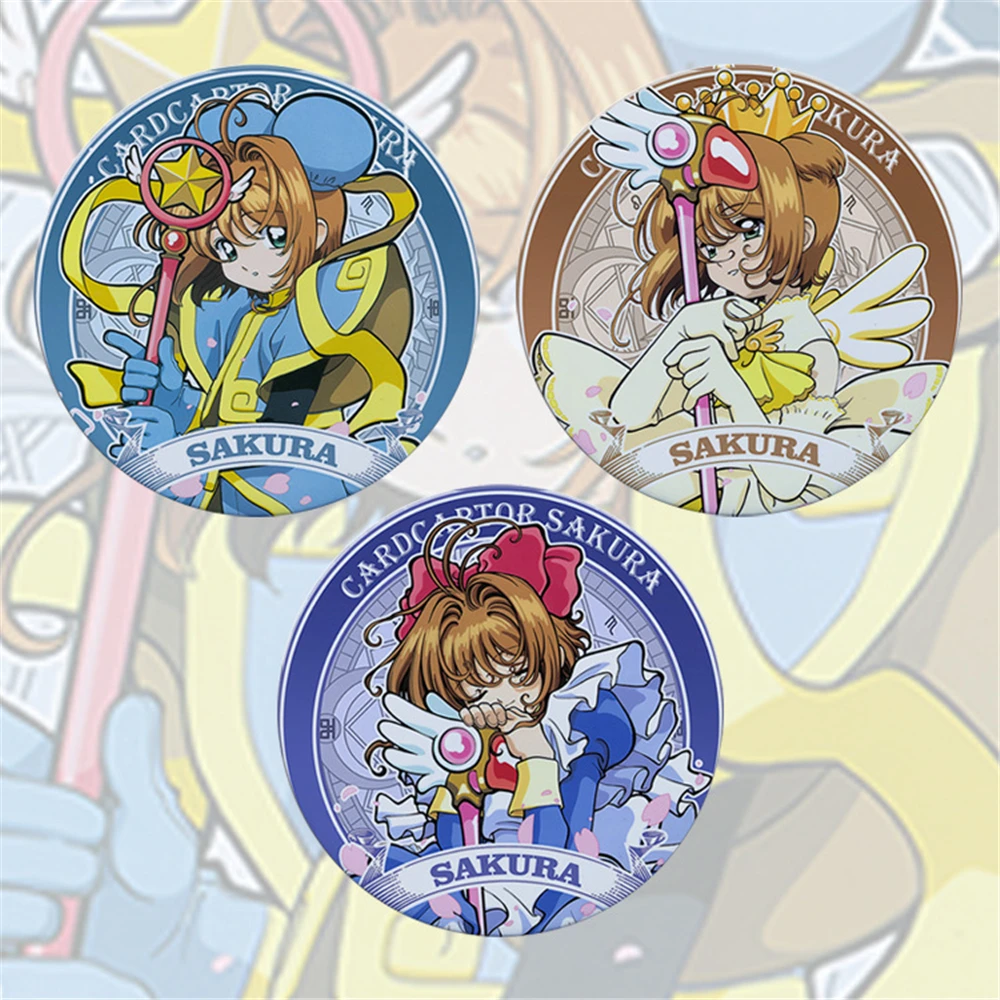 58mm Anime KINOMOTO Card Captor Sakura CCS Tomoyo Daidoji CERBERUS Li Meiling COSTUME Cosplay Distintivo Pin SPTE Spilla in banda stagnata