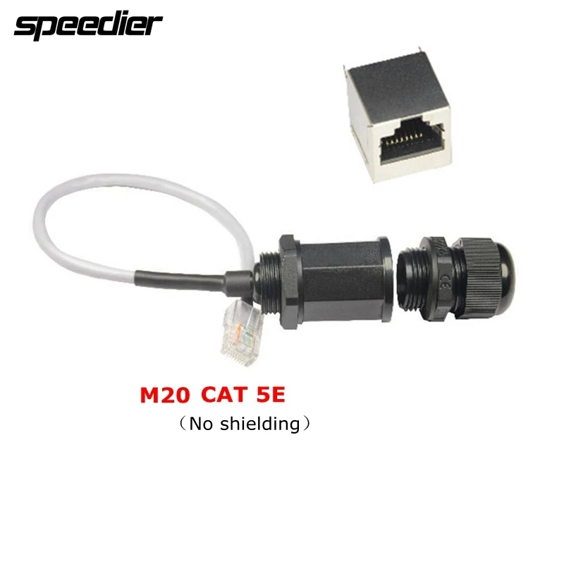 25cm Waterproof RJ45 Plug Connector CAT5E Ethernet LAN Male to Female Adapter Cable with M20 Nut IP68 Outdoor AP Network Access