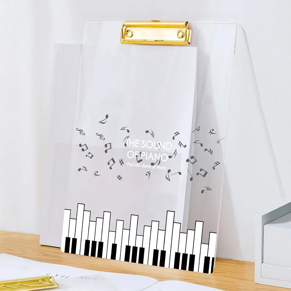 

Music Theme Paper Clip Board Thickened Creative Writing Clipboard Transparent Portable Document Holder Document Storage