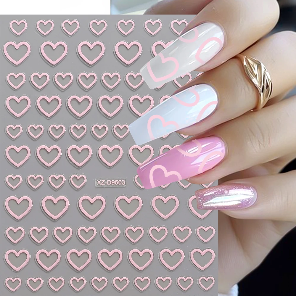 8 pezzi 3D Sweet Love adesivi per unghie scava fuori amore-cuore autoadesivo decalcomanie per unghie San Valentino manicure fai da te decorazioni a forma di cuore