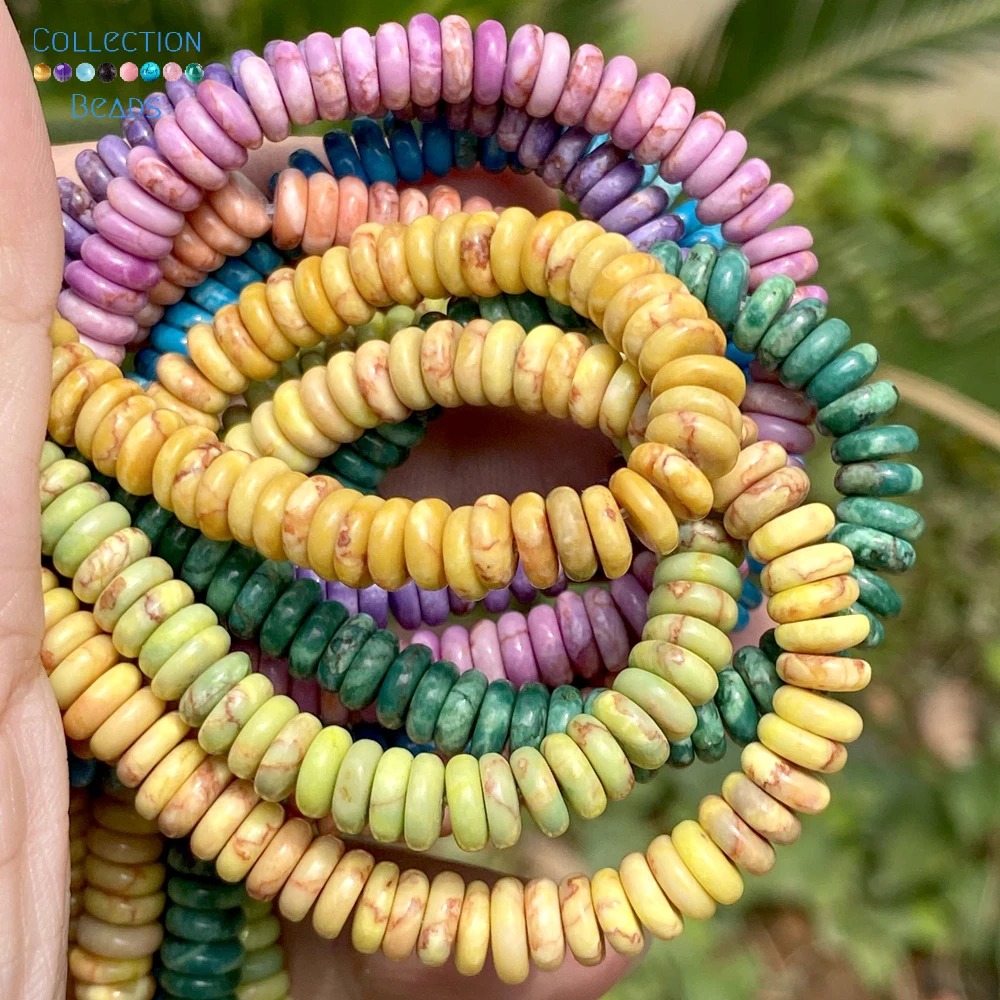 Perles en pierre naturelle 2x6mm, sédiments de mer, jaspe rondelle, perles d'espacement rondes en vrac pour la fabrication de bijoux, Bracelets et colliers à faire soi-même, 15''