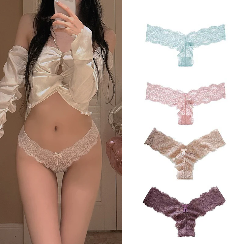 

Women's Lace Thong Hollow Breathable Panties with Bow - Underwear for Comfortable Fit And Stylish Design