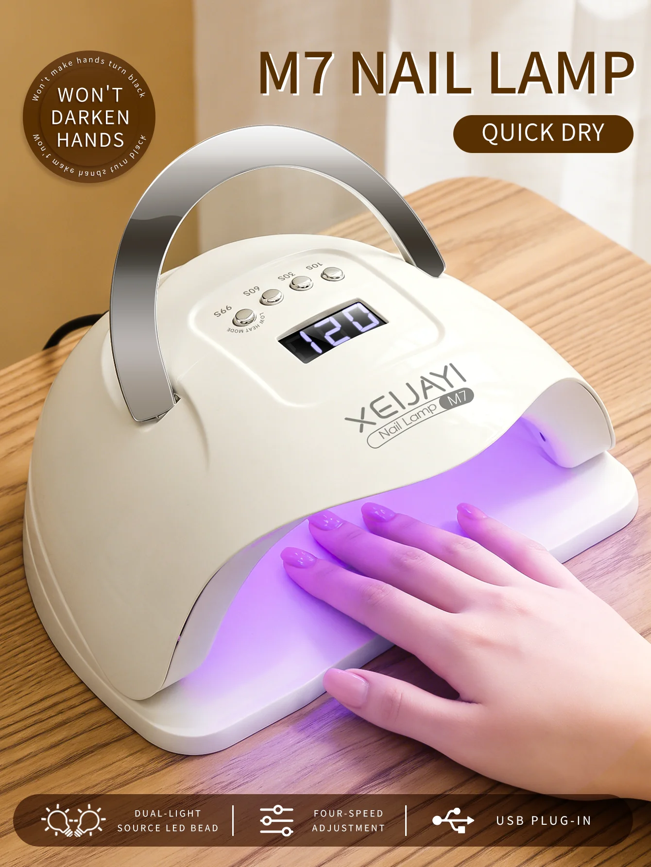 XEIJAYI White UV LED Nail Lamp 24 Lamp Beads Professional Nail Dryer Gel Polish Light, UV Nail Light With 4 Timer Setting LED