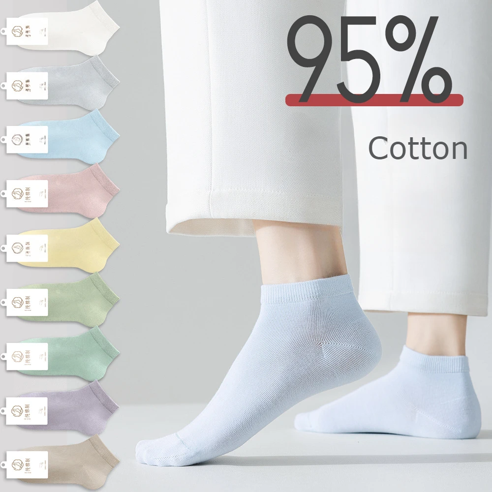 

Women's Cotton Socks 5pairs Winter Autumn Fashion Casual Thick Breathable Warm Low Cut Short Sock Sweet Ankle Socks