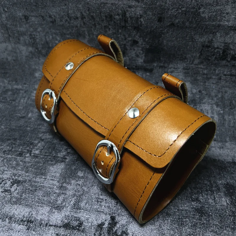 

100% слой головы из воловьей кожи с фиксированной передачей, велосипедная седельная сумка, велосипедная подвесная сумка на спине, сумка для инструментов ручной работы, Лидер продаж-E0990