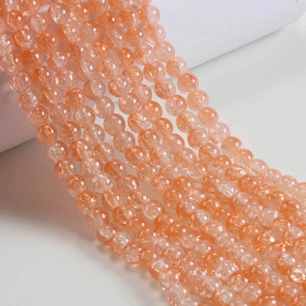 8mm 20-160pcs Bright Orange Crack Glass Beads Texture Loose Beads For Diy Earrings Fashion Jewelry Decoration Beading Fittings