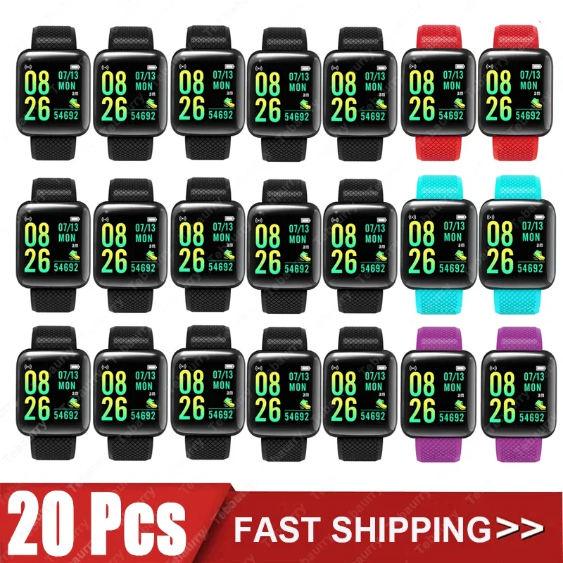 

20Pcs Wholesale 116 Plus Smart Watch Men Women Bluetooth Bracelet Sport FitnessTracker D13 Smartwatch for Android Ios