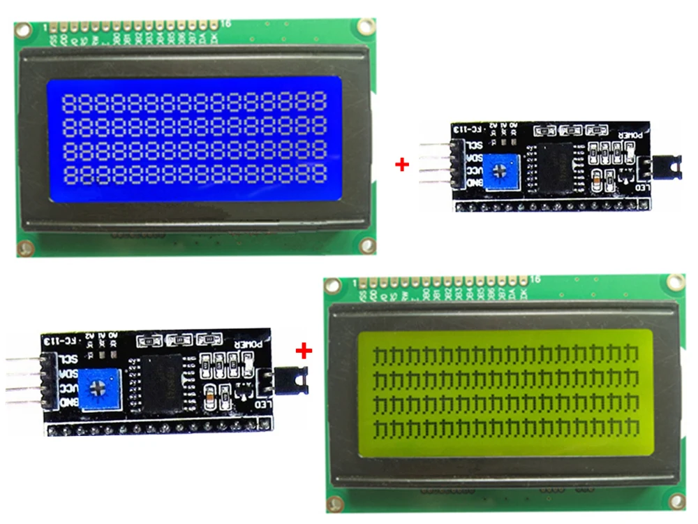 5V 1PCS 1604 16x4 16*4 164 Character LCD Display Module With Blue/Yellow IIC I2C Port HD44780 Driver For Industrial R3 DIY