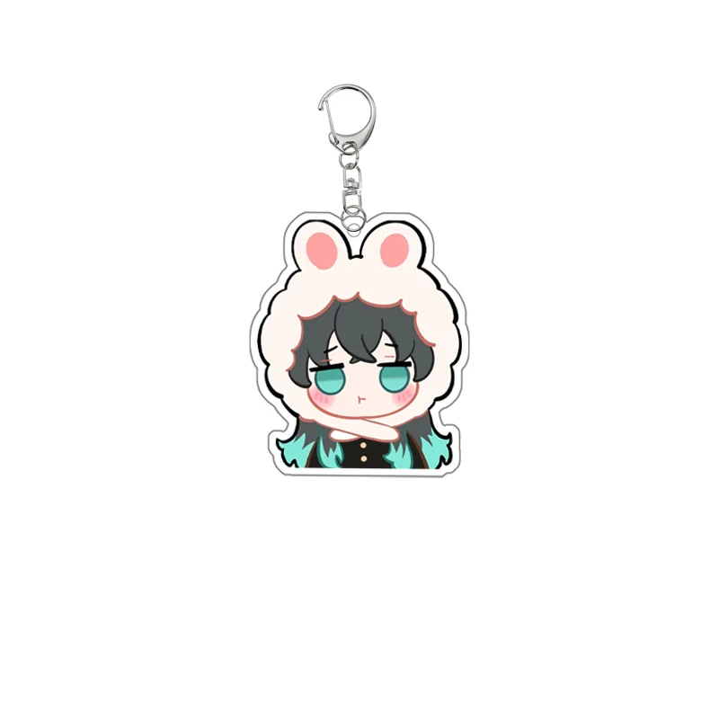 Demon Slayer Agatsuma Zenitsu Nezuko Keychain Cartoon Anime Peripheral Cute Pendant Itabag Decoration Kawaii Goods Gift