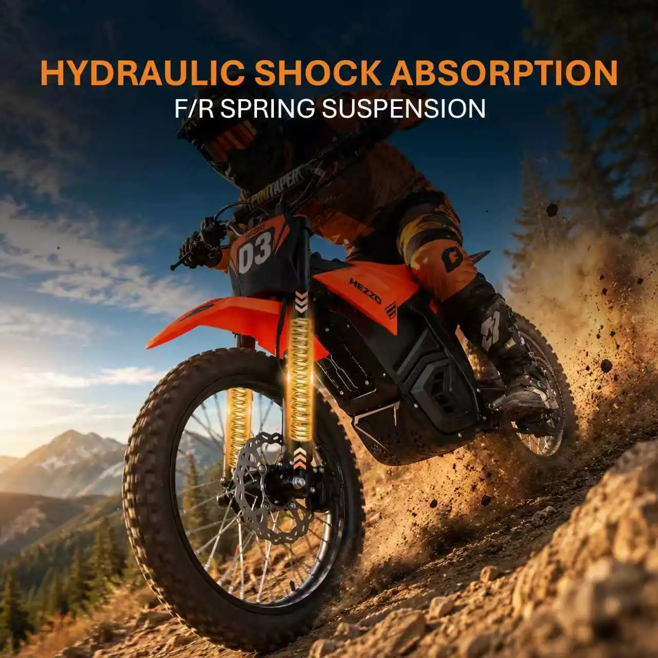 

HEZZO D3PRO 8KW ElectricDirt Bike Middrive Ebike 30AhBattery 50 Miles Range 17/14Inch Wheels Enduro ElectricMotorcycle