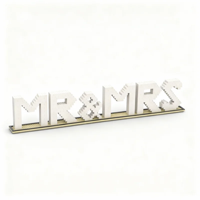 

637pcs MOC Mr Mrs Wedding Table Decoration Seasonal Valentine Model Building Blocks Architecture Toys Christmas Gifts Education