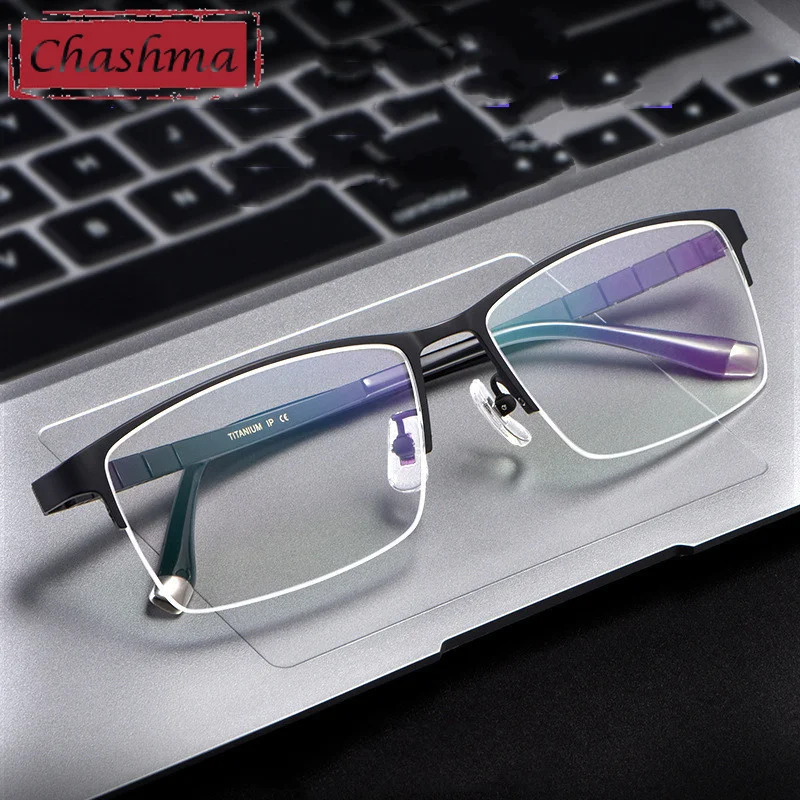 Chashma Oversize Glasses Men Pure Titanium Wide Optical Frame Prescription Crystal Top Quality Eyewear Progressive Lenses