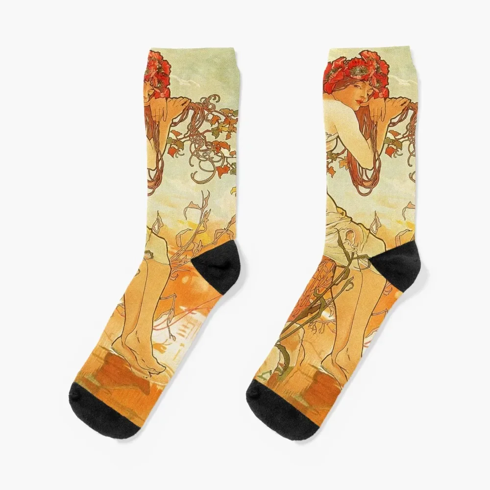 

Alphonse mucha - art Socks Non-slip Christmas Socks For Man Women's